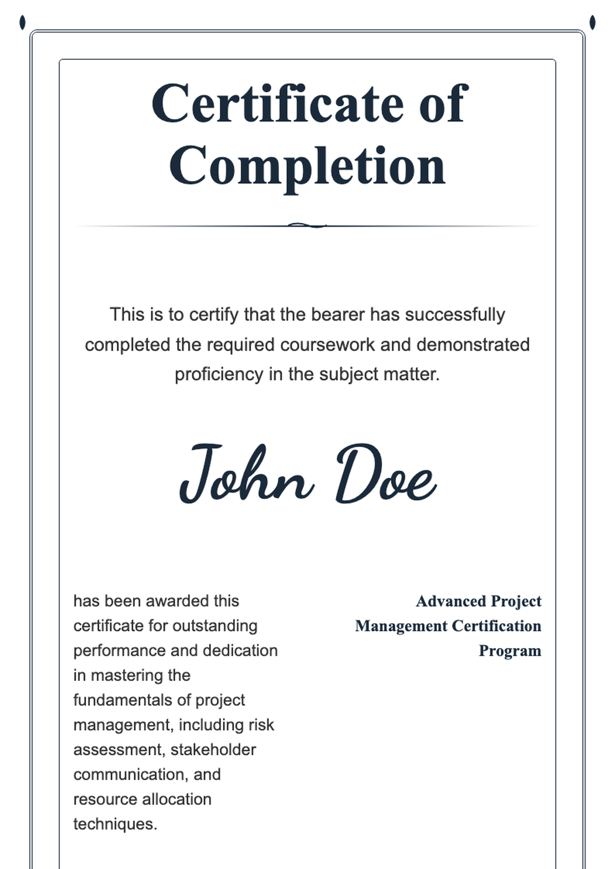 Elegant certificate of completion with ornate border and award seal_variant_3